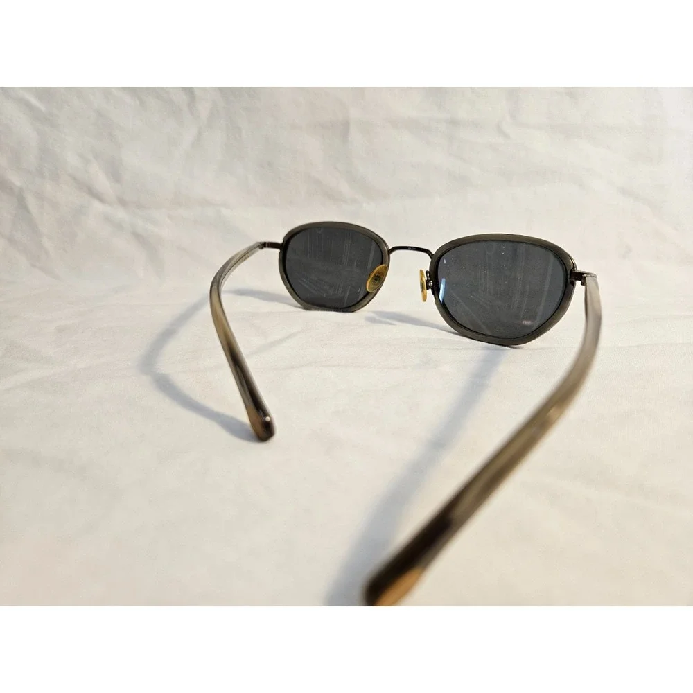 Brooks Brothers Womens Oval Sunglasses Grey Brown Woodgrain‎ Pattern M CE